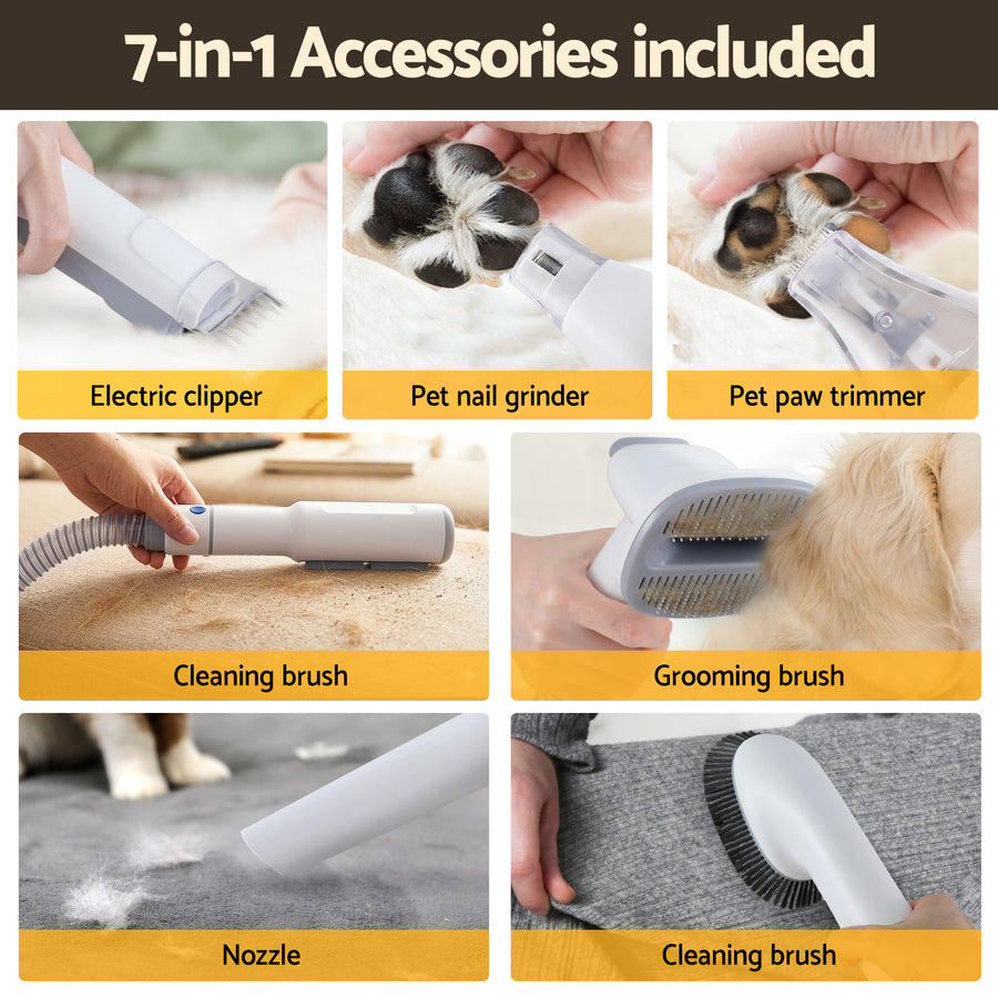 i.Pet Pet Grooming Kit Vacuum Dog Cat Hair Dryer Remover Clipper Brushes Cleaning - KAZIPAWS