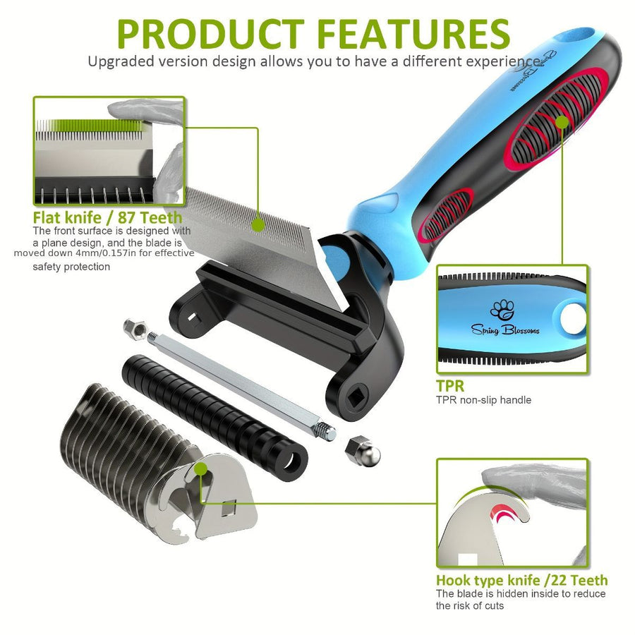 Pet Hair Remover Brush Double-Sided Pet Brush Pet Grooming Tool Dog Brush Cat - Pink - Size Small size -fine teeth 67 - KAZIPAWS