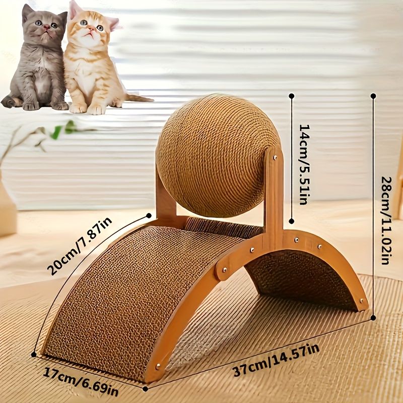 Ball Cat Scratching Post Solid Wood Scratching Board - KAZIPAWS