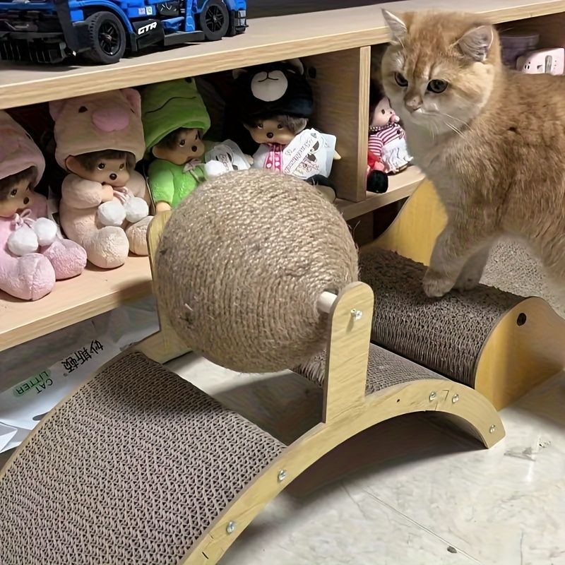 Ball Cat Scratching Post Solid Wood Scratching Board - KAZIPAWS