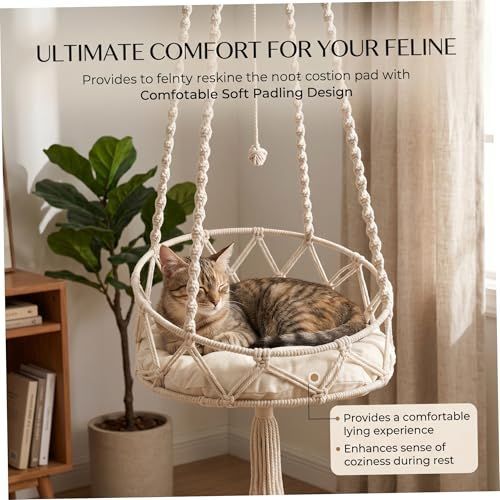 Hanging Cat Bed Hanging Hammock Hand Woven Swing - KAZIPAWS