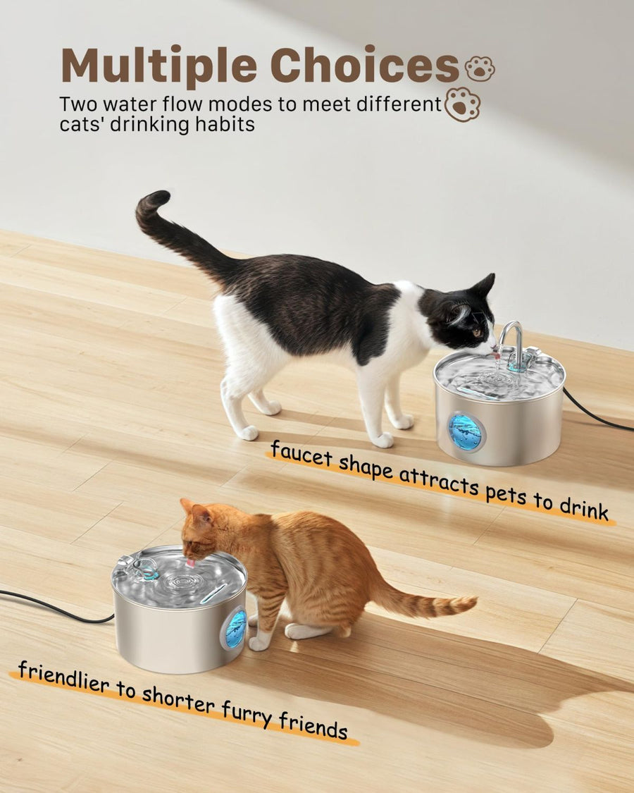 Cat Water Fountain Stainless Steel Fountain - KAZIPAWS