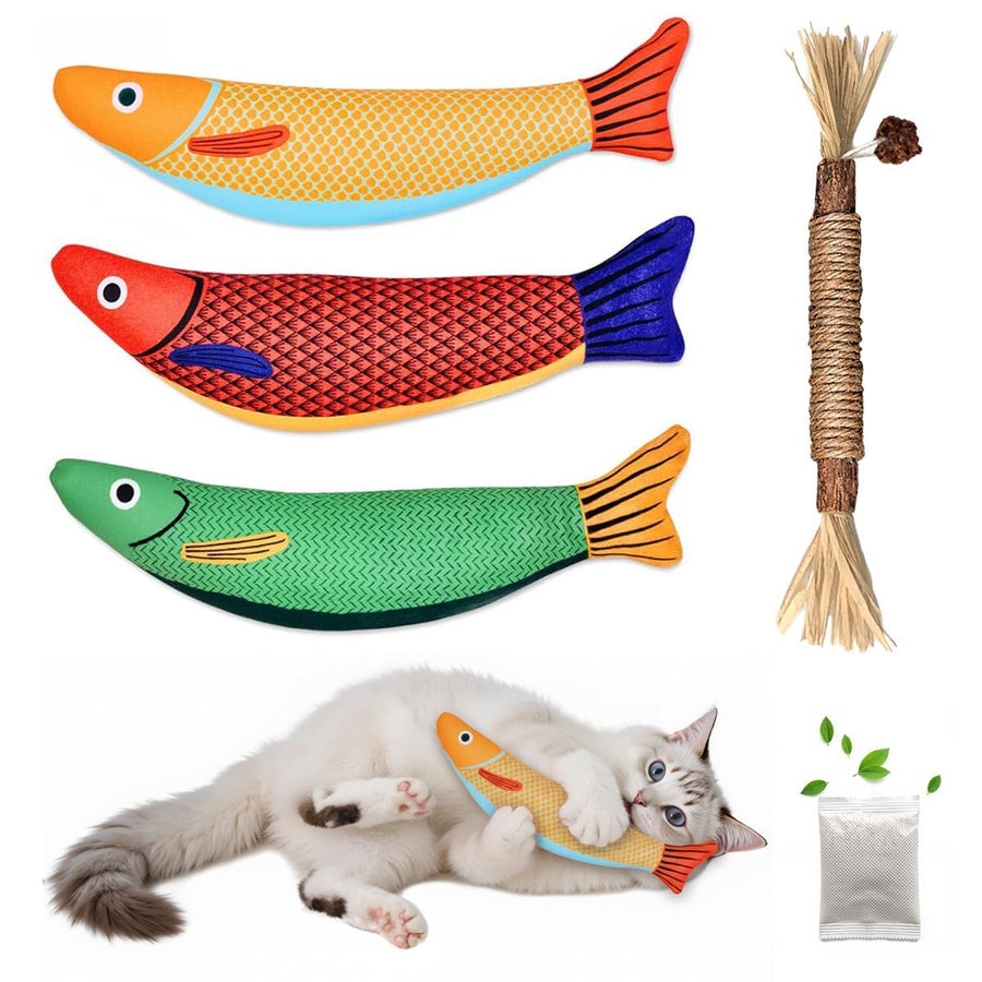 3 Cat Toys Australia Fish Shaped Toys Catnip Toys - KAZIPAWS