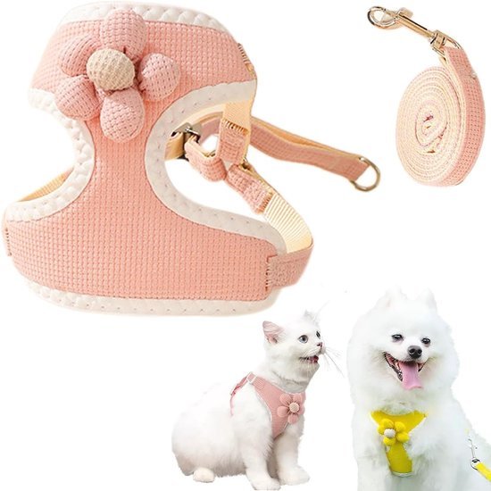 Dog harness - dog harness - dog harness small dog - Anti-pull harness - Y-shaped harness - Pet harness - Cat escape harness - Adjustable harness for small and medium dogs (pink, size M) - KAZIPAWS