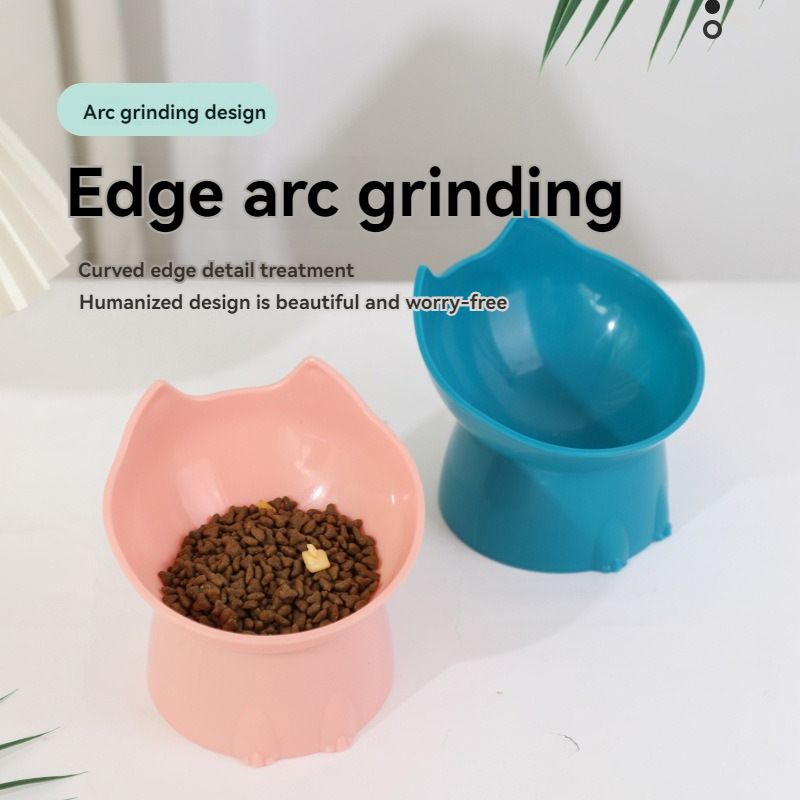 Raised Cat Bowl with Long Ears Large Capacity Tilted Food - KAZIPAWS