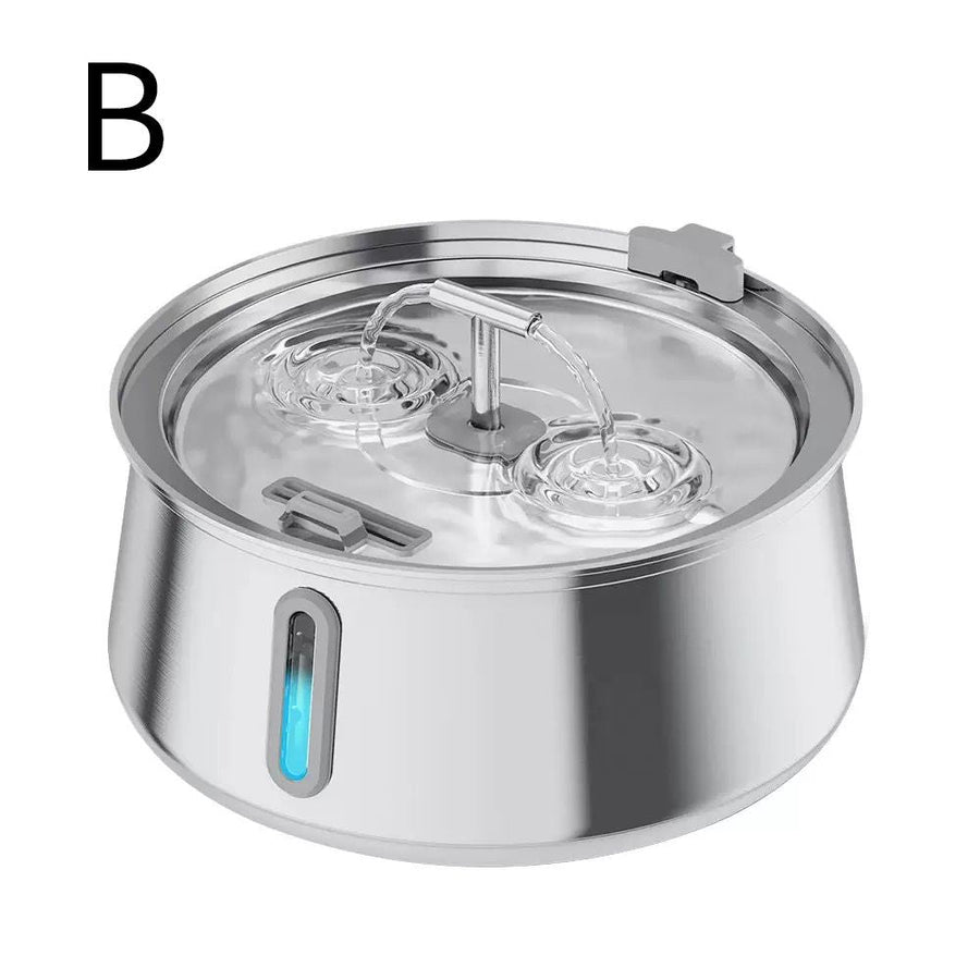 304 Stainless Steel Automatic Pet Water Fountain, 4L Cat Water Dispenser with Transparent Window, Dual Flow Modes, Activated Carbon Filter, Low Noise USB Pump for Indoor Cats and Dogs - KAZIPAWS