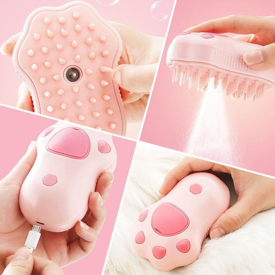 Steam Cat Brush for Shedding and Grooming - Steamy Cat Brush to Easily Tame Cat Hair : Indoor Cat Brushes, Cat Grooming Supplies - KAZIPAWS