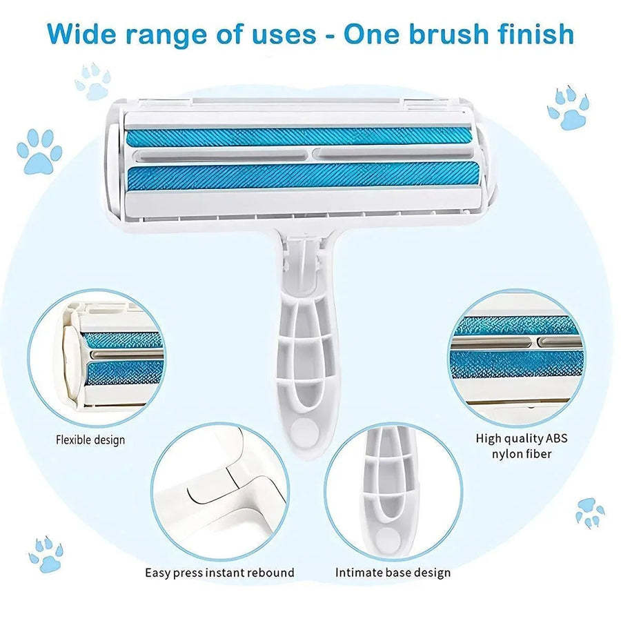 Pet Hair Remover Brush Dog Cat Fur Cleaning Roller Reusable Self Cleaning Tool - Green - KAZIPAWS