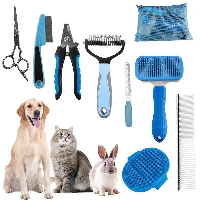 Professional 9 Piece Grooming Kit Deshedding Brushes - KAZIPAWS
