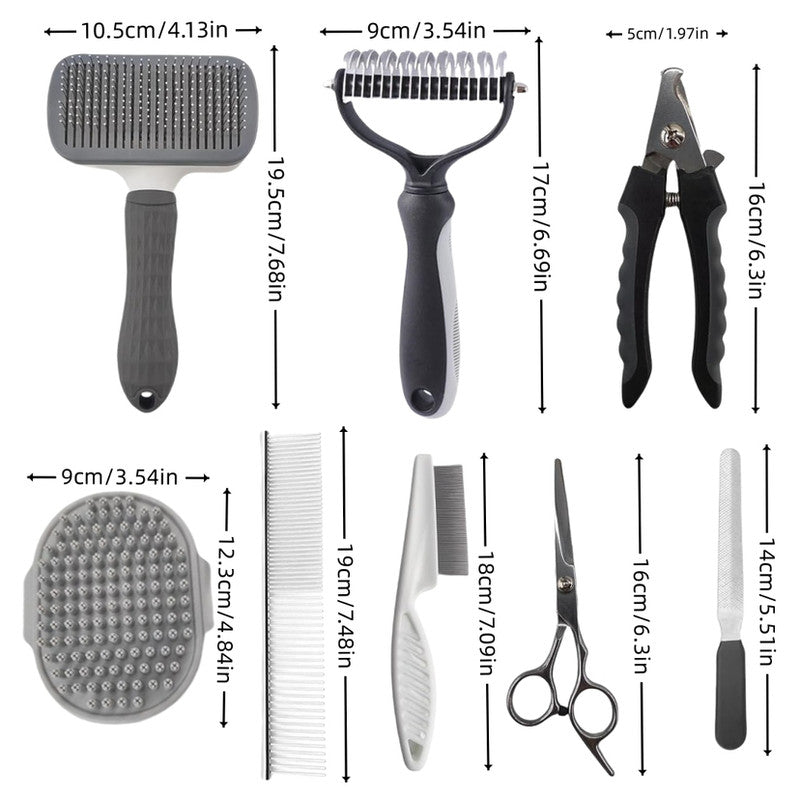 Pink Professional 9 Piece Grooming Kit Deshedding Brushes - KAZIPAWS