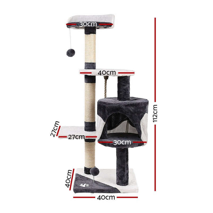 I Pet Cat Tree 112cm Tower Scratching Post Scratcher Wood - KAZIPAWS