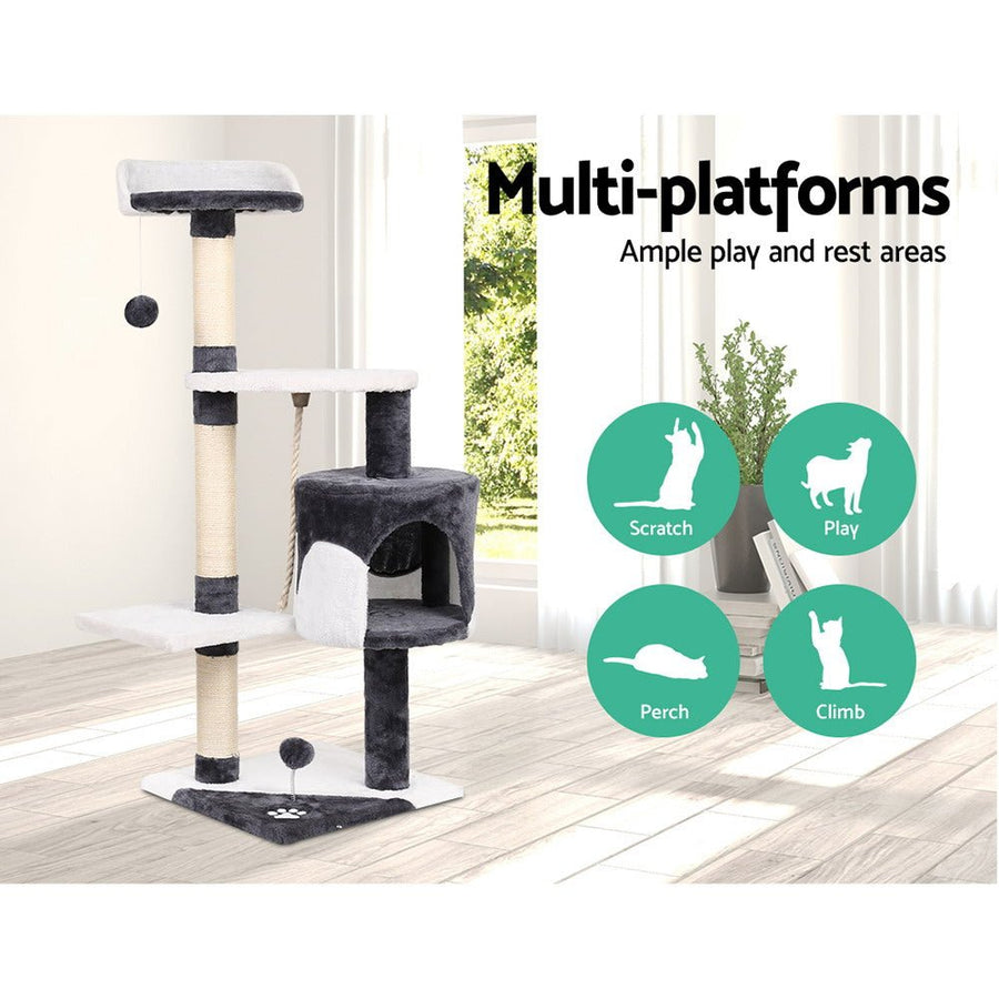 I Pet Cat Tree 112cm Tower Scratching Post Scratcher Wood - KAZIPAWS