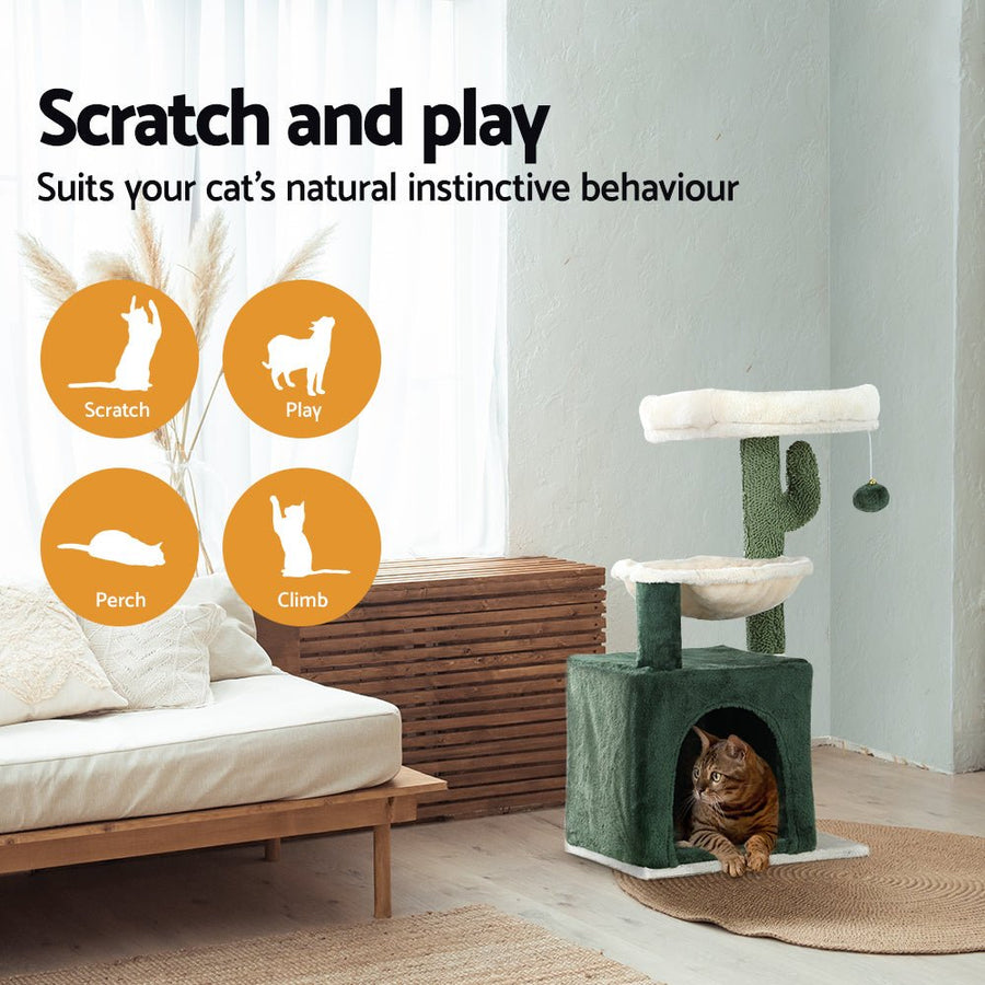 I Pet Cat Tree 78cm Scratching Post Tower Scratcher Wood - KAZIPAWS