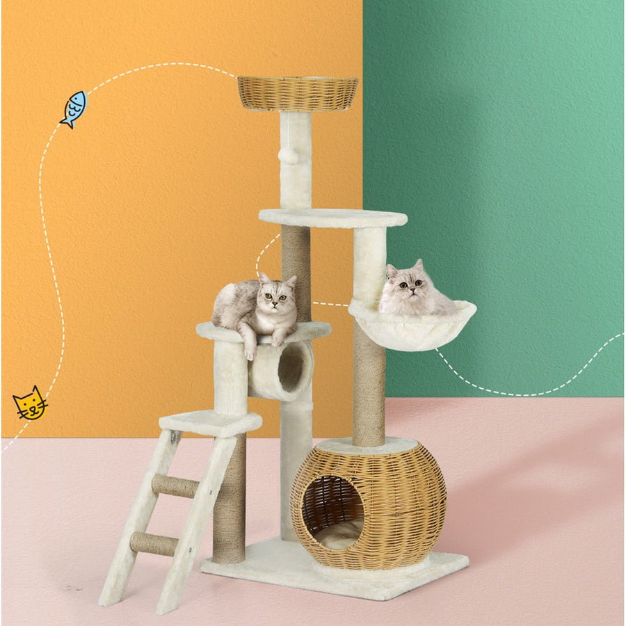 I Pet Cat Tree 138cm Tower Scratching Post Scratcher Wood - KAZIPAWS