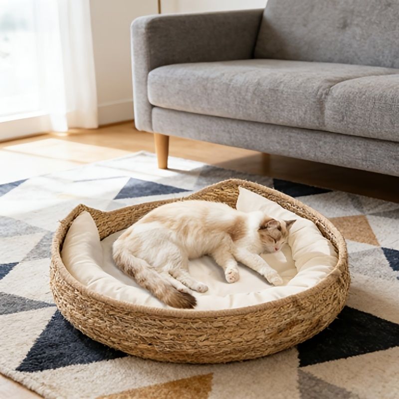 Round Woven Cat Bed Australia Woven Bed Furniture - KAZIPAWS