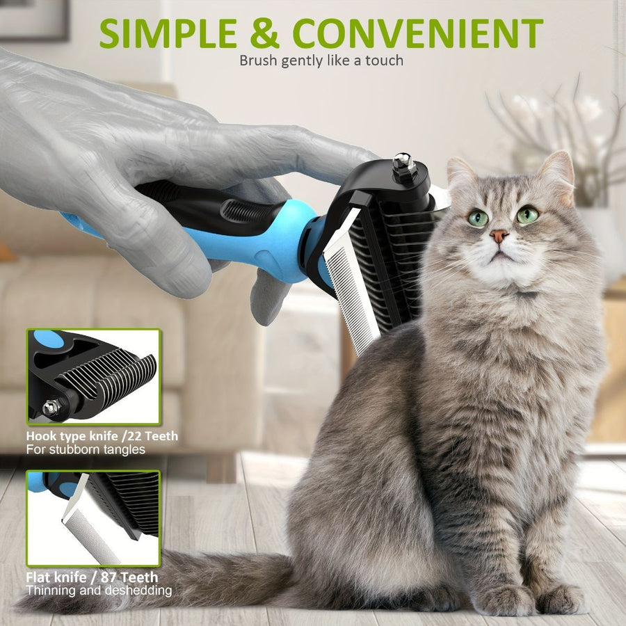 Pet Hair Remover Brush Double-Sided Pet Brush Pet Grooming Tool Dog Brush Cat - Pink - Size Small size -fine teeth 67 - KAZIPAWS
