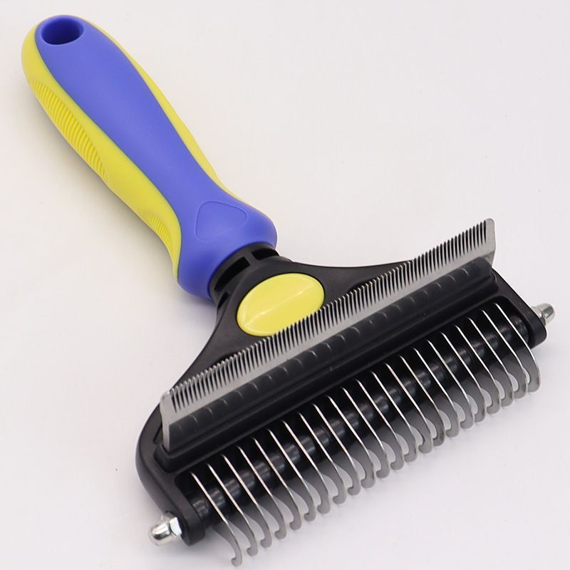 Pet Hair Remover Brush Double-Sided Pet Brush Pet Grooming Tool Dog Brush Cat - Pink - Size Small size -fine teeth 67 - KAZIPAWS