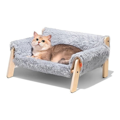 Faux Fur Cat Sofa Bed - Checkered