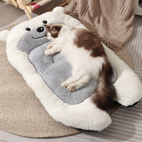 Bear-Shaped Plush Dog Bed