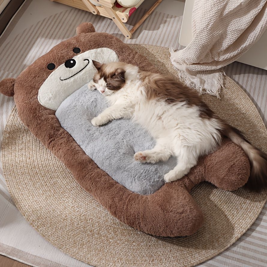 Bear-Shaped Plush Dog Bed - KAZIPAWS