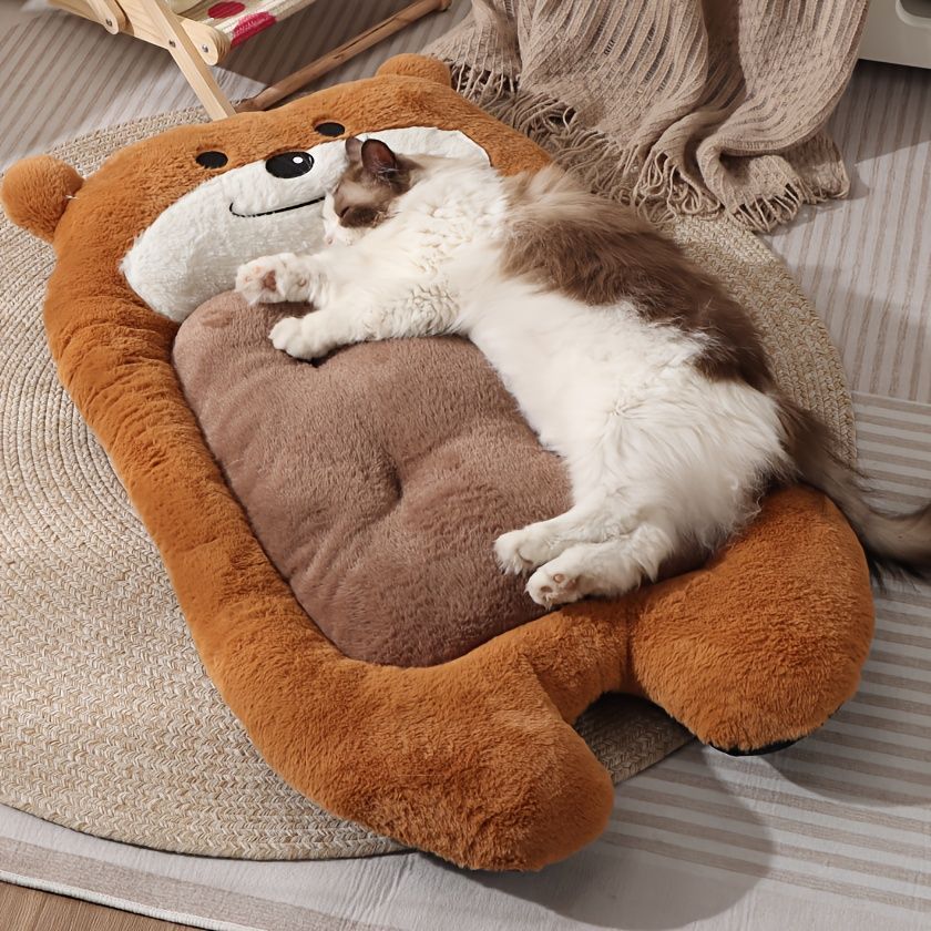 Bear-Shaped Plush Dog Bed - KAZIPAWS