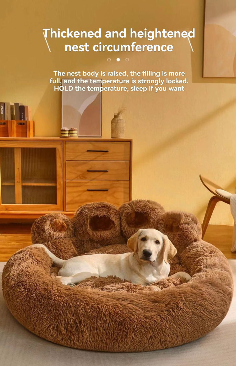 Soft Furry Round Paw Design Dog Sofa Bed - KAZIPAWS