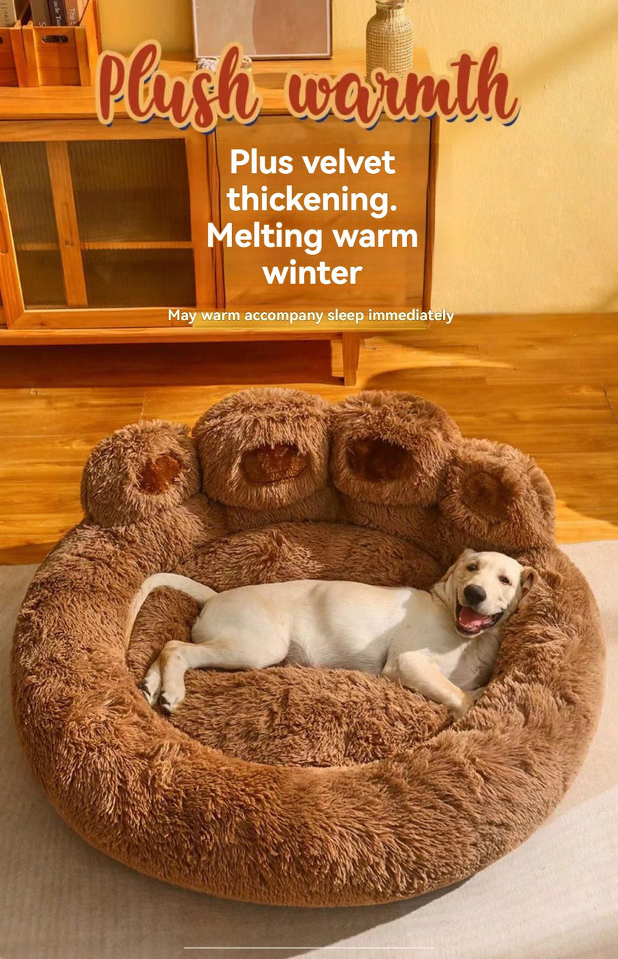 Soft Furry Round Paw Design Dog Sofa Bed - KAZIPAWS