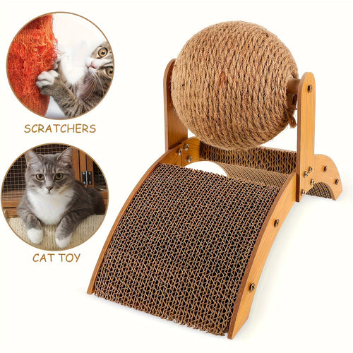 Ball Cat Scratching Post Solid Wood Scratching Board