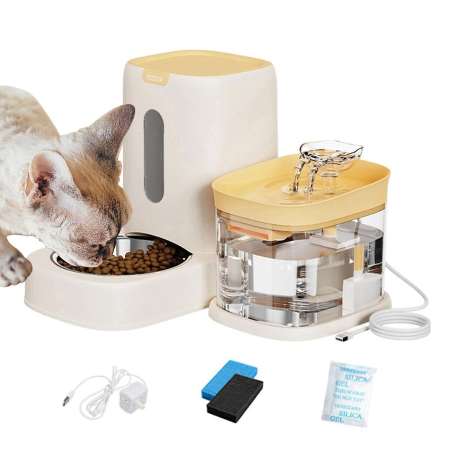 Automatic Cat Feeder and Water 2 in 1 Automatic Fountain - KAZIPAWS