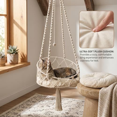 Hanging Cat Bed Hanging Hammock Hand Woven Swing