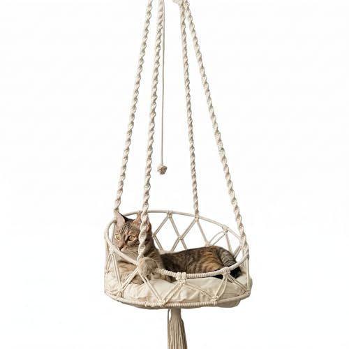 Hanging Cat Bed Hanging Hammock Hand Woven Swing - KAZIPAWS