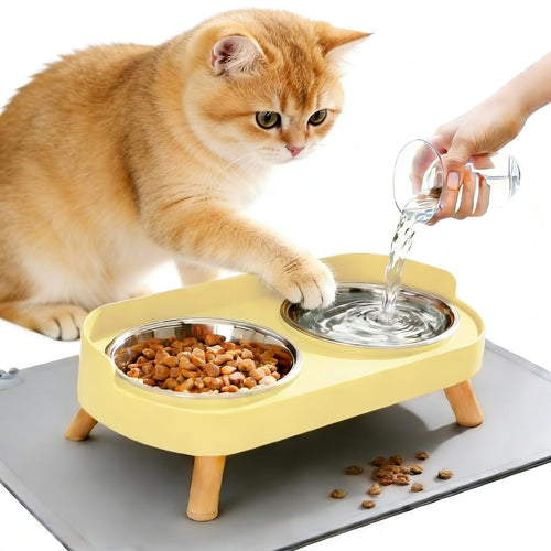Cat Feeder Elevated Feeder Dual Bowl Feeder