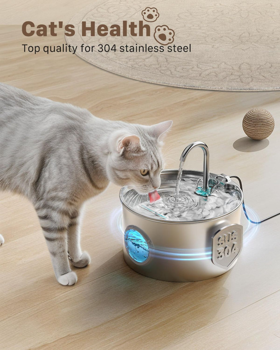 Cat Water Fountain Stainless Steel Fountain - KAZIPAWS