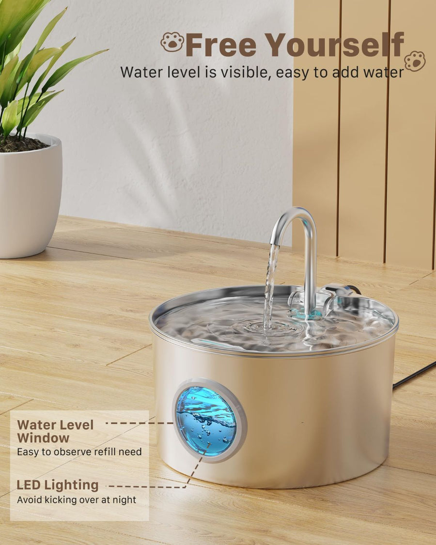 Cat Water Fountain Stainless Steel Fountain - KAZIPAWS