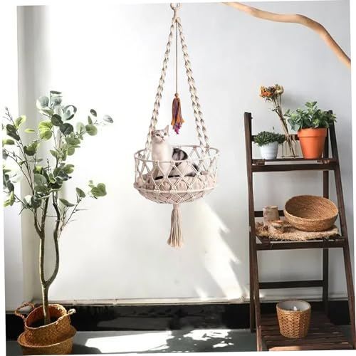 Cat Swing 49 Inch Hanging Bed with Cotton Mat - KAZIPAWS