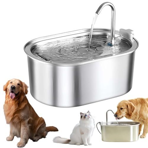 The Doggy Fountain, Quiet Floor-Standing Automatic Pet Water Fountain for Dogs & Cats, Cordless Dog Water Bowl Dispenser with Oval Faucet Round Window, Indoor Watering for Large/Small Pets - KAZIPAWS