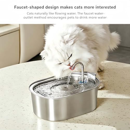 The Doggy Fountain, Quiet Floor-Standing Automatic Pet Water Fountain for Dogs & Cats, Cordless Dog Water Bowl Dispenser with Oval Faucet Round Window, Indoor Watering for Large/Small Pets - KAZIPAWS