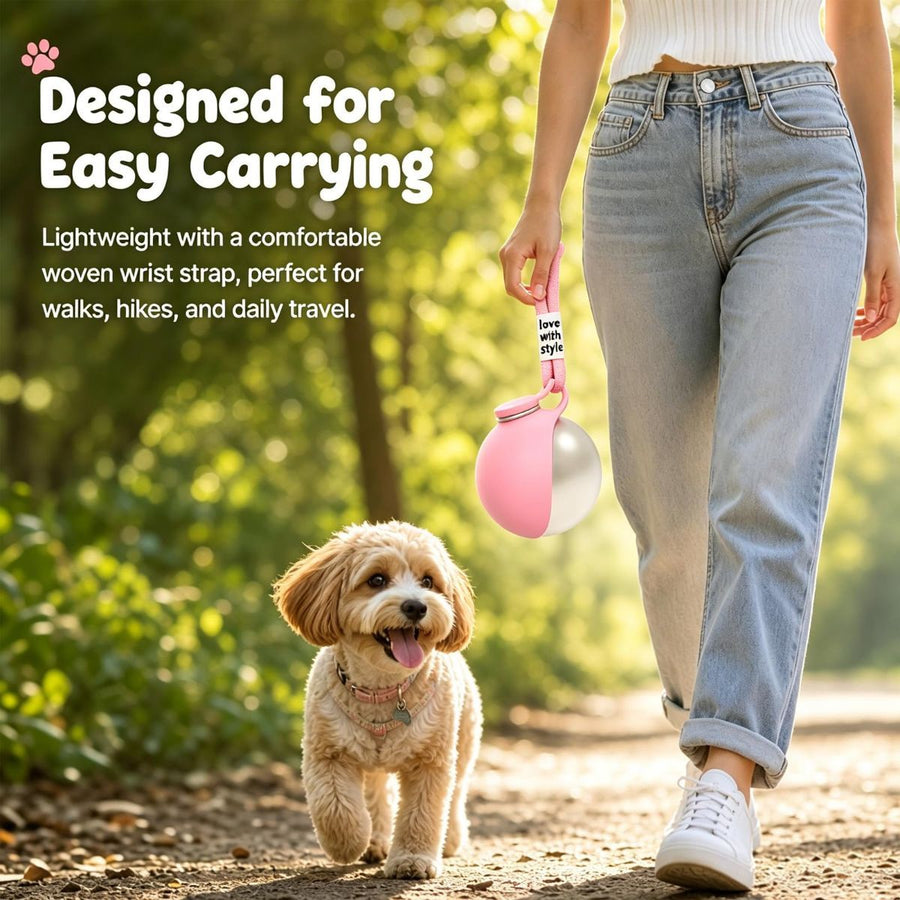 Portable Dog Water Bottle 2-In-1 Dog Water Dispenser Stainless Steel Pet Water - KAZIPAWS