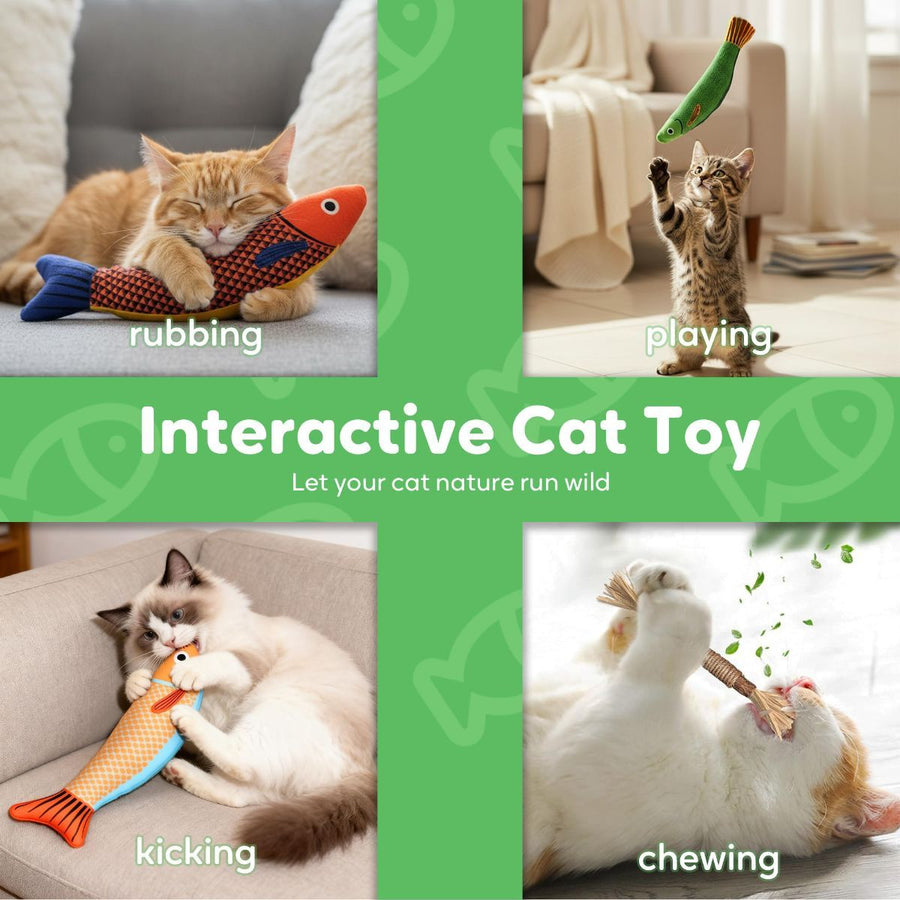 3 Cat Toys Australia Fish Shaped Toys Catnip Toys - KAZIPAWS