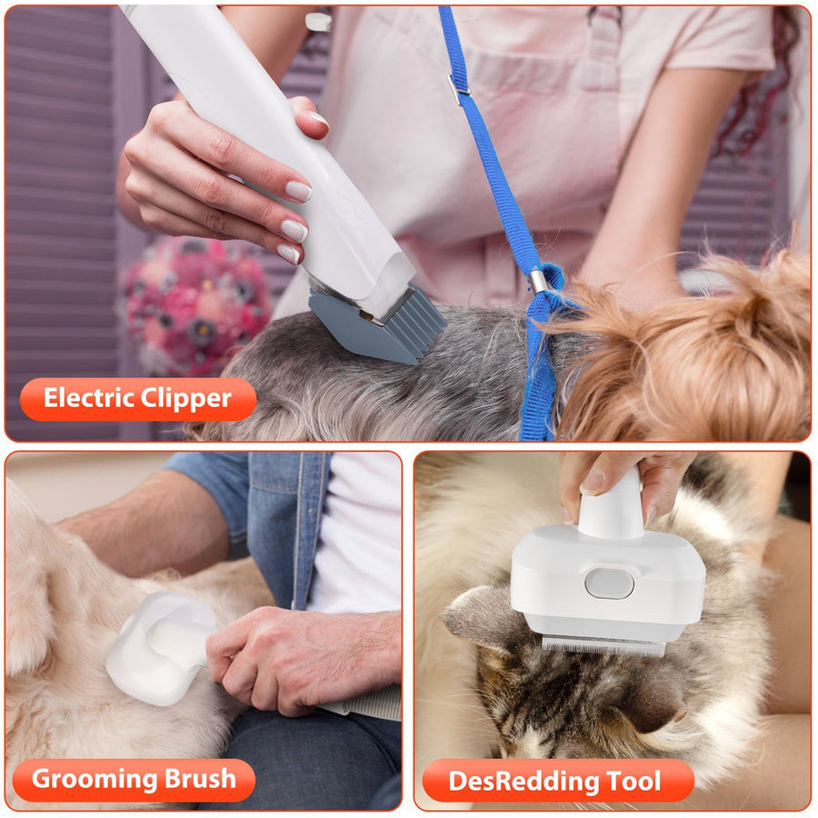 All in One Pet Grooming Vacuum Kit with Electric Clipper - KAZIPAWS