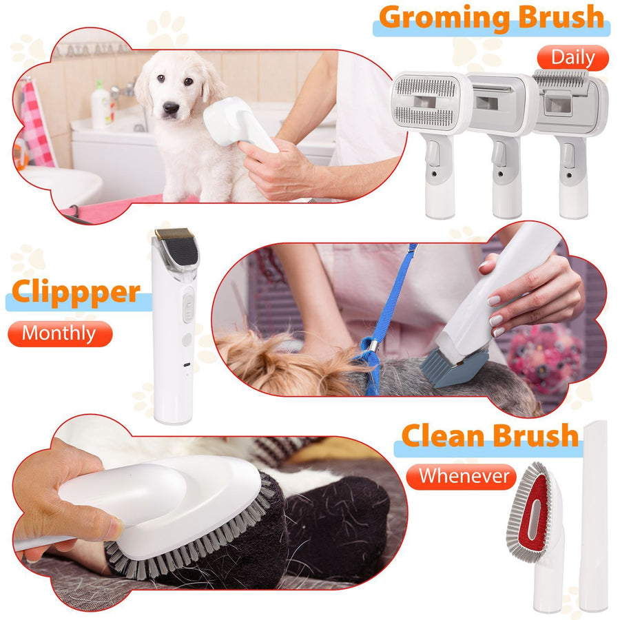 All in One Pet Grooming Vacuum Kit with Electric Clipper - KAZIPAWS