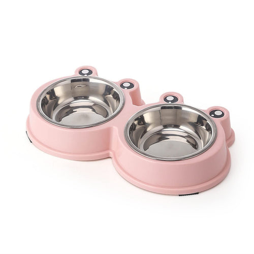 2 Pcs Stainless Steel Bowls Double Food Water Bowls