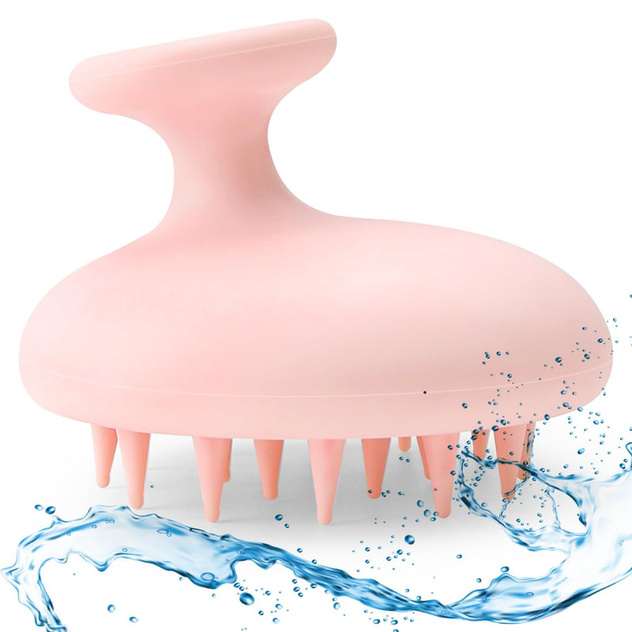 Silicone Scalp Scrubber Shampoo Brush,Scalp Brush for Hair Growth Dandruff Removal,Hair Shampoo Brush for Scalp Exfoliator (Pink) - KAZIPAWS