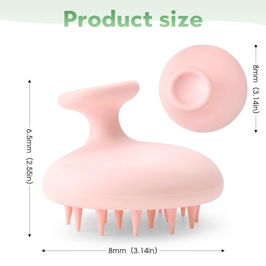 Silicone Scalp Scrubber Shampoo Brush,Scalp Brush for Hair Growth Dandruff Removal,Hair Shampoo Brush for Scalp Exfoliator (Pink) - KAZIPAWS
