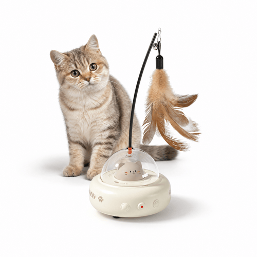 Smart Interactive Cat Teaser Toy – Rechargeable LED Light & Feather Wand