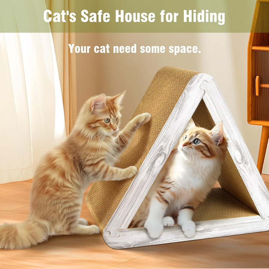 Foldable Triangle Cat Scratcher 6 Usable Sides - KAZIPAWS