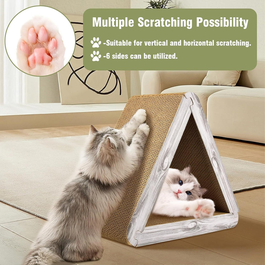 Foldable Triangle Cat Scratcher 6 Usable Sides - KAZIPAWS