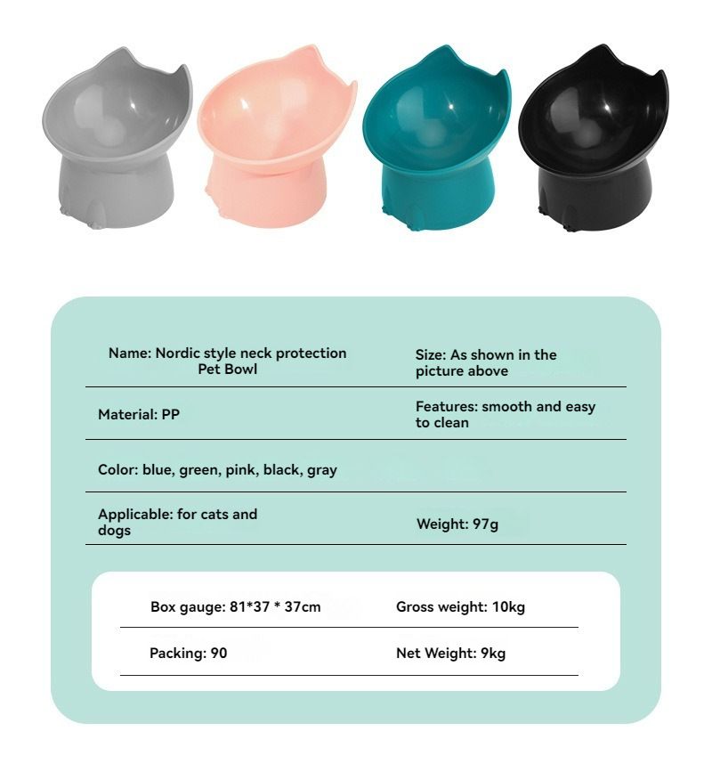 Raised Cat Bowl with Long Ears Large Capacity Tilted Food - KAZIPAWS