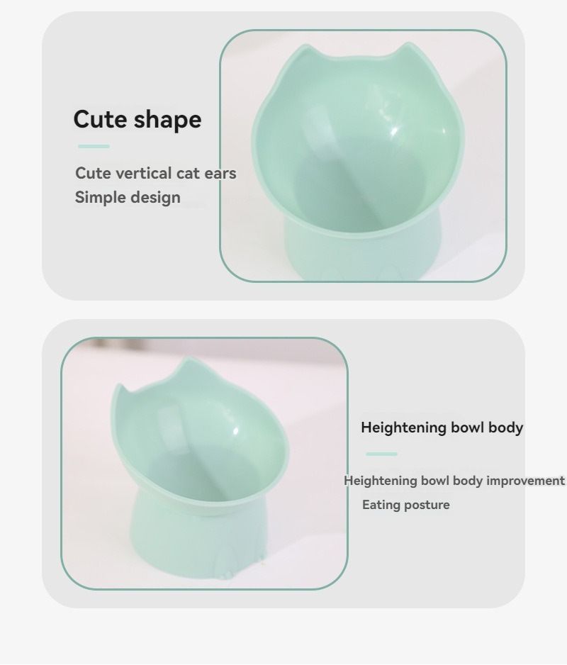 Raised Cat Bowl with Long Ears Large Capacity Tilted Food - KAZIPAWS