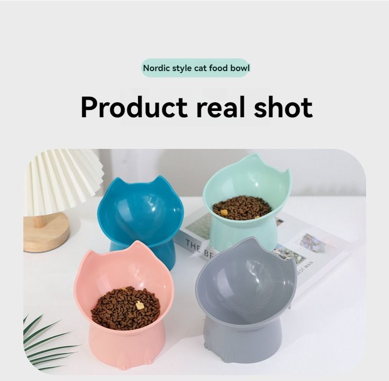 Raised Cat Bowl with Long Ears Large Capacity Tilted Food - KAZIPAWS